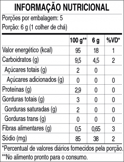 Tabela Nutricional PUDIM DIET SABOR CHOCOLATE 30g